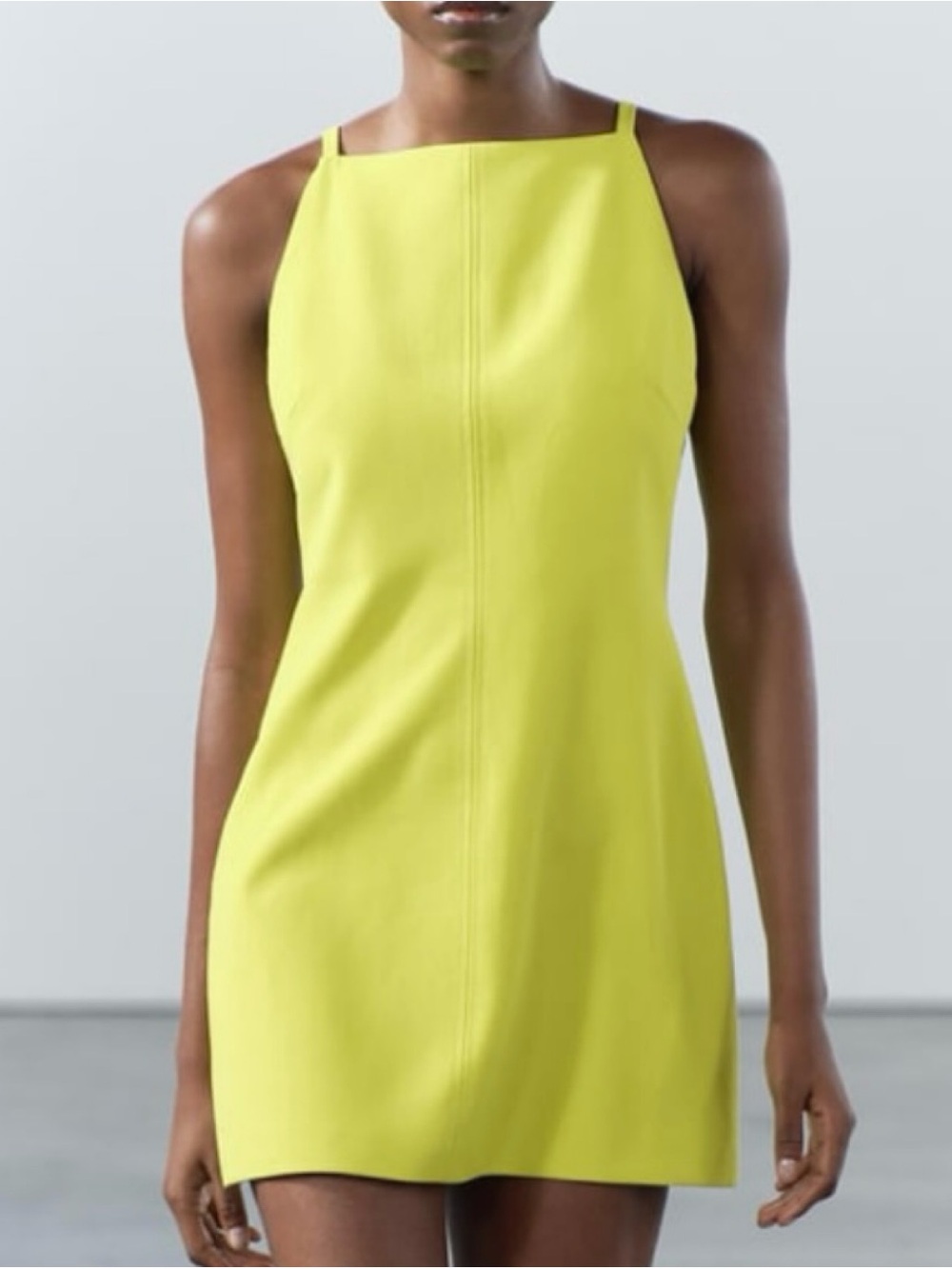 ✨Zara Neon Yellow Halter Mini Dress Size XL NWT